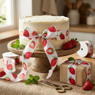 Süße Wasserfarben-Erdbeeren Satinband