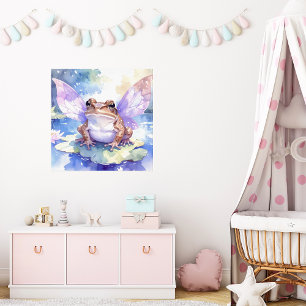 Süße Wasserfarben-Fee-Frosch Mädchen-Kinderzimme Poster