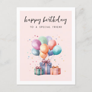 Süße Wasserfarben Geschenke Luftballons Freund Geb Postkarte