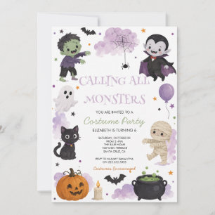 Süße Wasserfarben-Halloween-Kostenüm-Party Einladung