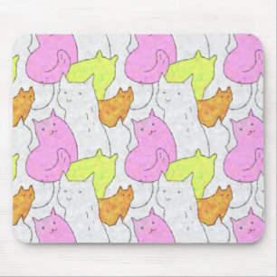 Süße Wasserfarben-Katzen-Doodle-Muster Mousepad