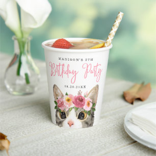 Süße Wasserfarben-Kitty-Geburtstagsfeier Pappbecher