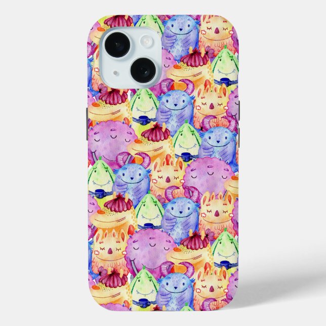 Süße Wasserfarben-Monster Case-Mate iPhone Hülle (Rückseite)