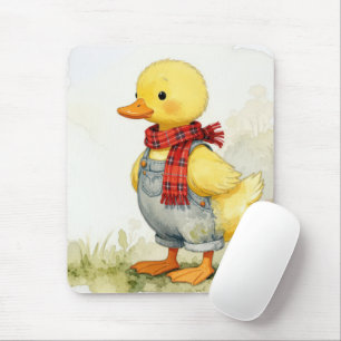 Süße Wasserfarbenente in Overall Mousepad