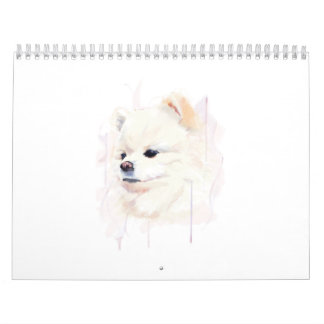 Süße Wasserfarbenmalerei eines Pomeranian-Hundes Kalender