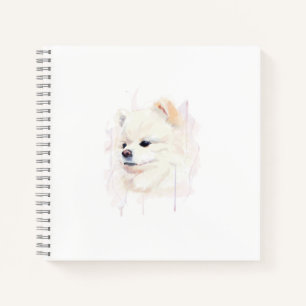 Süße Wasserfarbenmalerei eines Pomeranian-Hundes Notizbuch
