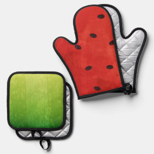 Süße Wassermalfarben-Wassermelone Riesige lustige Ofenhandschuh & Topflappen-Set