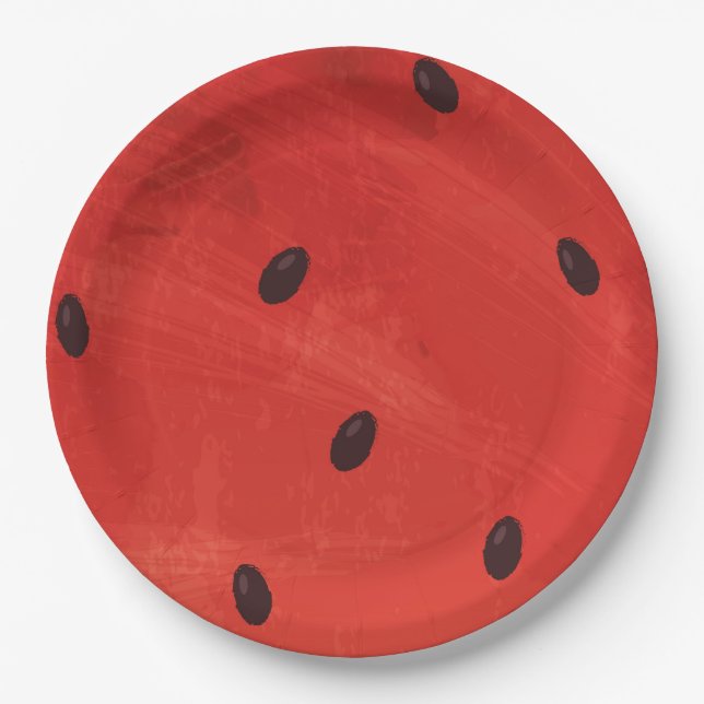 Süße Wassermalfarben-Wassermelone Riesige lustige  Pappteller (Vorderseite)