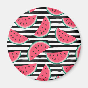 Süße Wassermelone auf den Streifen schwarz u. Magnet