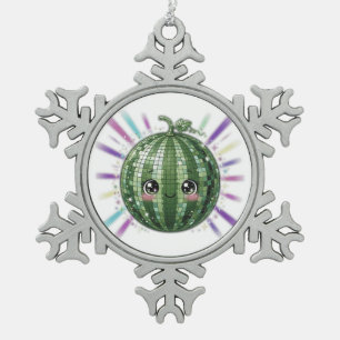 Süße Wassermelonen-Diskokugel Schneeflocken Zinn-Ornament