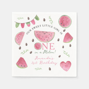 Süße Wassermelonen-Mädchen zum 1. Geburtstag Serviette