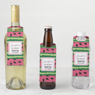 Süße Wassermelonen-Muster Rosa & Grüne Geburtstags Flaschenanhänger