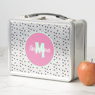 Süße Wassermelonen-Samen-Monogramm-Metall-Lunchbox Metall Brotdose
