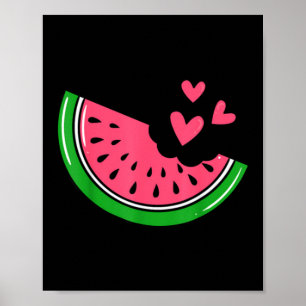 Süße Wassermelonen-Scheibe mit Herzen angebissen S Poster