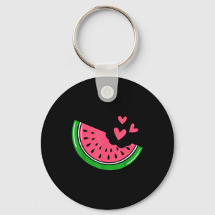 Süße Wassermelonen-Scheibe mit Herzen angebissen S Schlüsselanhänger