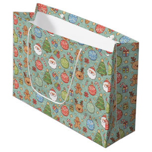Süße Weihnachts-Cartoon-Geschenktasche Große Geschenktüte