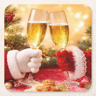 Süße Weihnachts Champagner Cheers Rechteckiger Pappuntersetzer