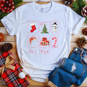 Süße Weihnachts-Collagen-Design T-Shirt