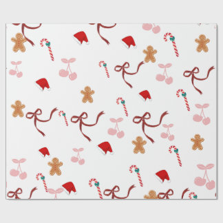 Süße Weihnachts-Coquette-Schleifen-Lebkuchen-Feier Geschenkpapier
