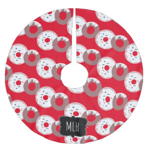 Süße Weihnachts-Donut-Sprinkles-Familieninitiale Polyester Weihnachtsbaumdecke
