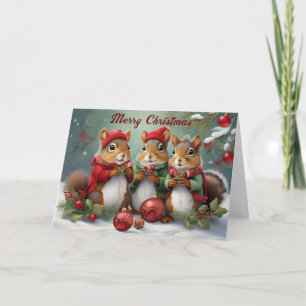 Süße Weihnachts-Eichhörnchen entzücken Karte