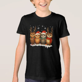Süße Weihnachts-Eulen mit Weihnachtsmannmützen & R Tri-Blend Shirt
