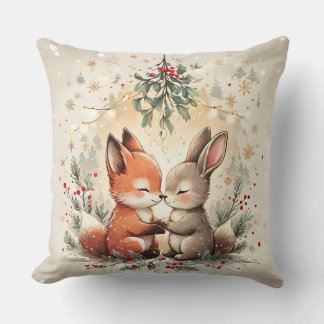 Süße Weihnachts-Fuchs- und Häschen-Pillow unter de Kissen