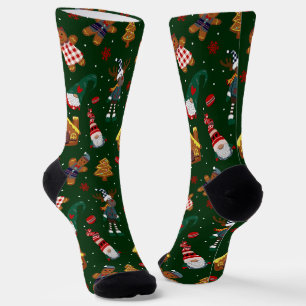 Süße Weihnachts-Gingerbread-Gnome-Rentier-Party Socken
