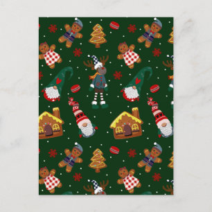 Süße Weihnachts-Gingerbread-Gnome-Rentiere-Party Ankündigungspostkarte