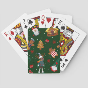 Süße Weihnachts-Gingerbread-Gnome-Rentiere-Party Spielkarten