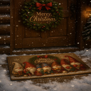 Süße Weihnachts-Gnome Fröhlicher Fußabtreter