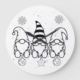 Süße Weihnachts-Gnome Holiday Design. Große Wanduhr