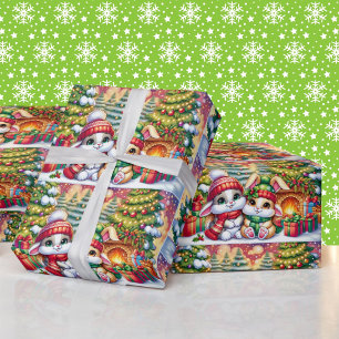 Süße Weihnachts-Hasen-Geschenkverpackung für Kinde Geschenkpapier
