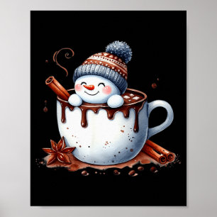 Süße Weihnachts-Heiße-Schokolade-Schneemann  Poster