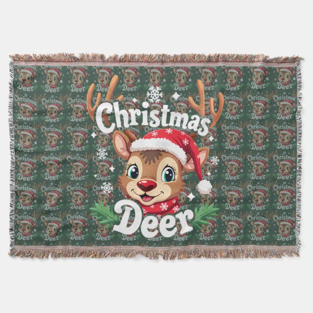 Süße Weihnachts-Hirsch-Illustration Decke (Vorderseite)