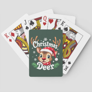Süße Weihnachts-Hirsch-Illustration Spielkarten