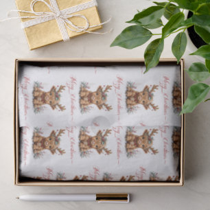 Süße Weihnachts-Hochlandkuh mit festlichen Geweihe Seidenpapier