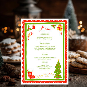 Süße Weihnachts-Icons-Muschel CUSTOM-Feierparty Menükarte
