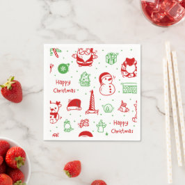 Süße Weihnachts-Icons Muster-Papier Serviette