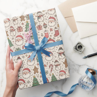 Süße Weihnachts-Icons-Wrap-Papier Geschenkpapier