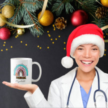 Süße Weihnachts-Krankenschwester Vintage-Regenboge