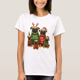 🎄 Süße Weihnachts-Mops in festlichen Pullovern T-Shirt