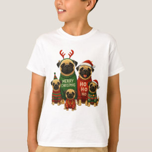 🎄 Süße Weihnachts-Möpse in festlichen Pullovern  T-Shirt