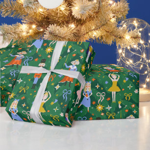Süße Weihnachts-Nussknacker-Ballerina-Maus-Schleif Geschenkpapier