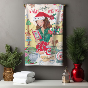 Süße Weihnachts Nussknacker Kekse Frau Santa Frau Küchentuch