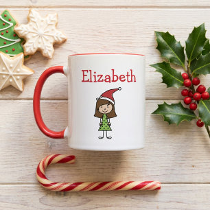 Süße Weihnachts-Personalisierte Namen Kinder Heiße Zweifarbige Tasse