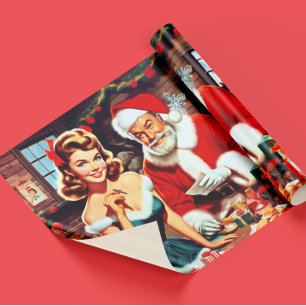 Süße Weihnachts-Pin-up und Weihnachtsmann Geschenkpapier