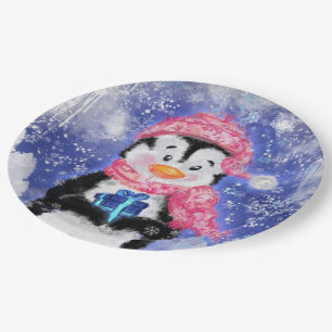 Süße Weihnachts-Pinguin-Papierplatten Pappteller