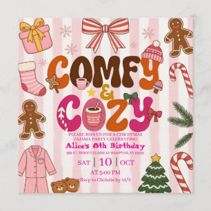 Süße Weihnachts-Pyjama-Party Mädchen-Geburtstagsfe Einladung