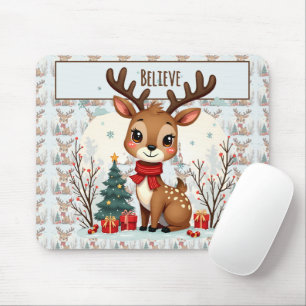 Süße Weihnachts-Rentier-Szene Schneewald Mousepad